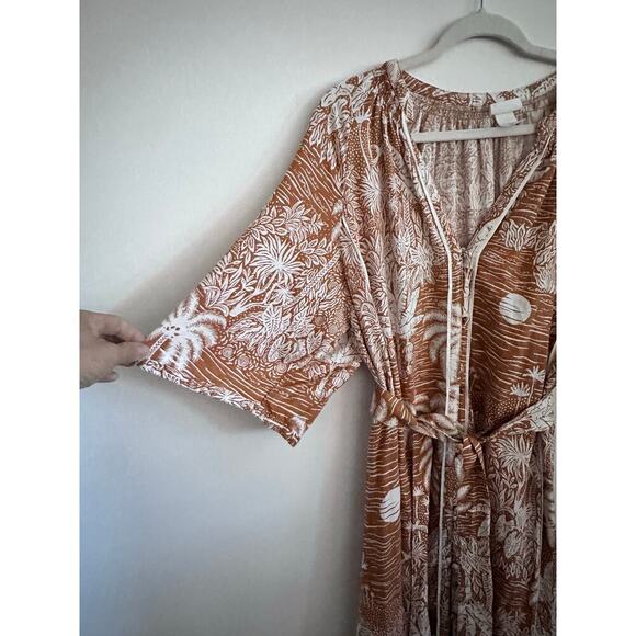 Desmond & Dempsey X H&m Women’s Landscape Kaftan Midi Dress Size Large - Picture 11 of 13
